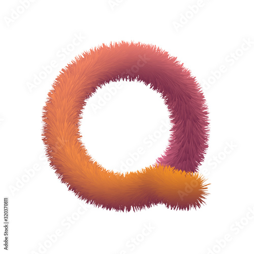Capital Letter, Fur vector, Fluffy illustration