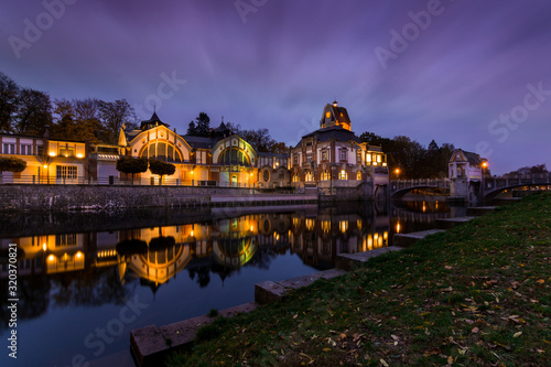 Hradec Kralove town, Czech Republic, old architecture, night city, long exposure