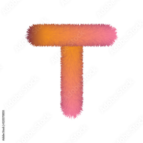 Capital Letter, Fur vector, Fluffy illustration