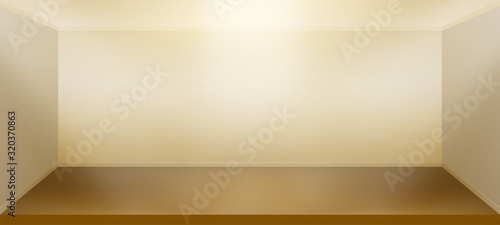 Illuminated realistic studio bronze background. Presentation decorations. Room empty space. Showroom concept. Vector illustration