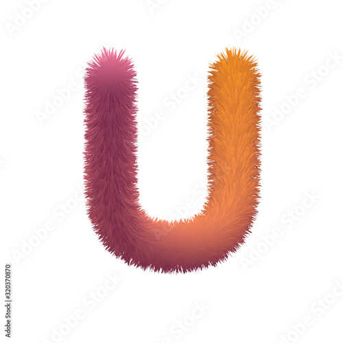 Capital Letter, Fur vector, Fluffy illustration