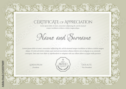 Silver Certificate template. Diploma of modern design or gift certificate. Vector illustration.