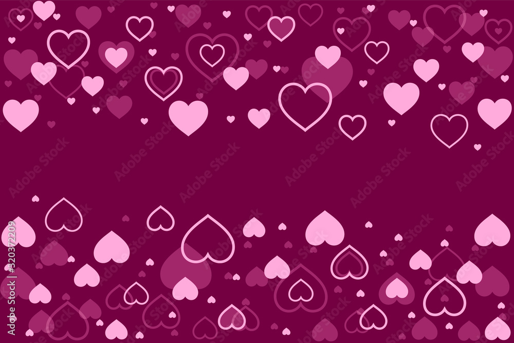 Valentine's Day card with hearts. Vector. For wedding card, valentine's day greetings, lovely frame.