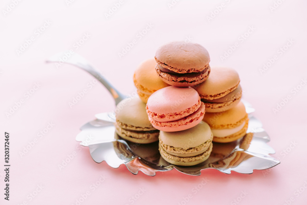 Freshly brought macarons from the bakery Freshly brought macarons from the bakery