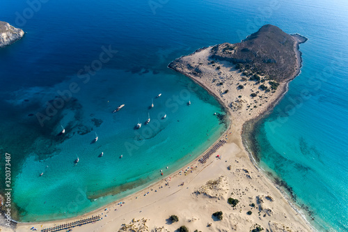 Aerial view of Simos beach in Elafonisos island in Greece. photo