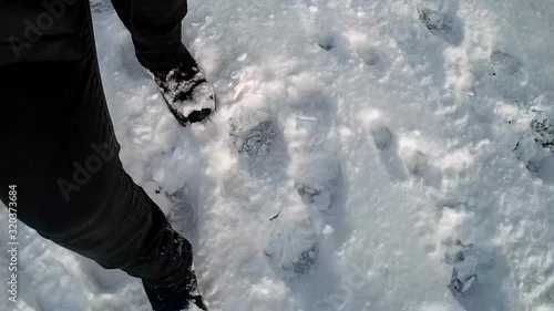 Walking through snow