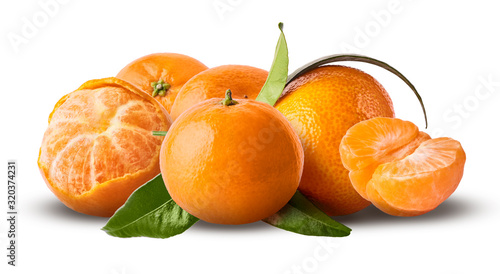 Fresh ripe mandarine on white background.