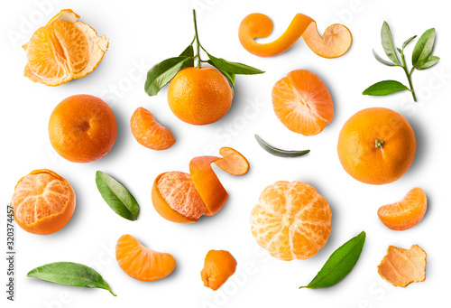 Fresh ripe mandarine on white background.