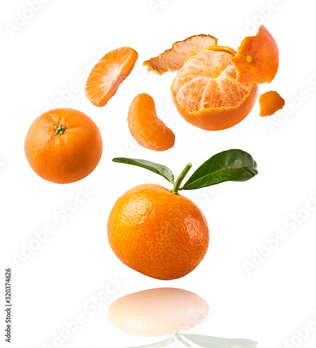 Fresh ripe mandarine on white background. photo