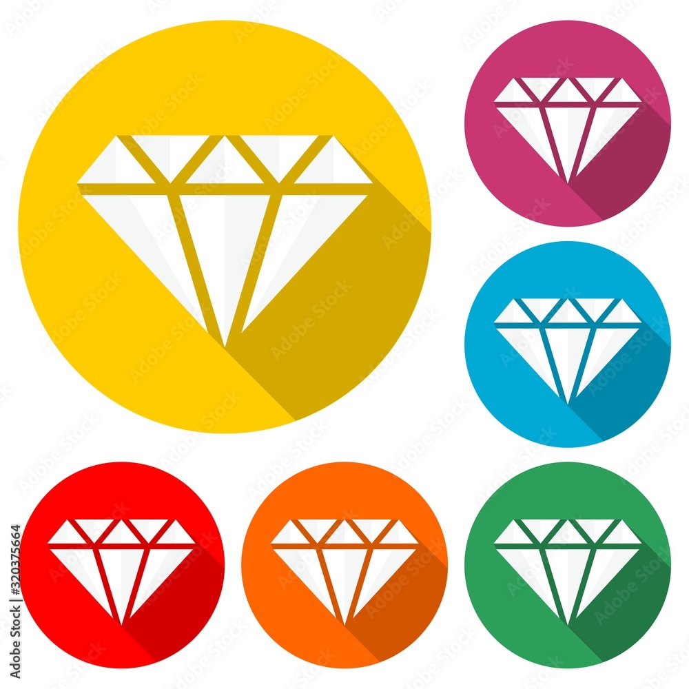 Diamond icon isolated with long shadow Diamond icon isolated with long shadow