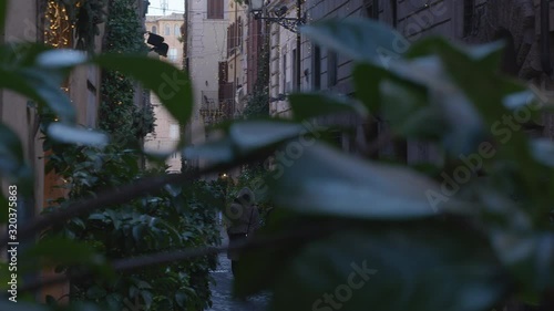 A quiet street in Rome at Christmas photo