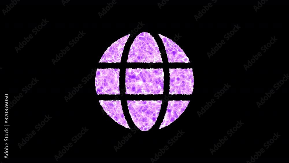 Symbol globe shimmers in three colors: Purple, Green, Pink. In - Out loop. Alpha channel Premultiplied - Matted with color black Symbol globe shimmers in three colors: Purple, Green, Pink. In - Out loop. Alpha channel Premultiplied - Matted with color black