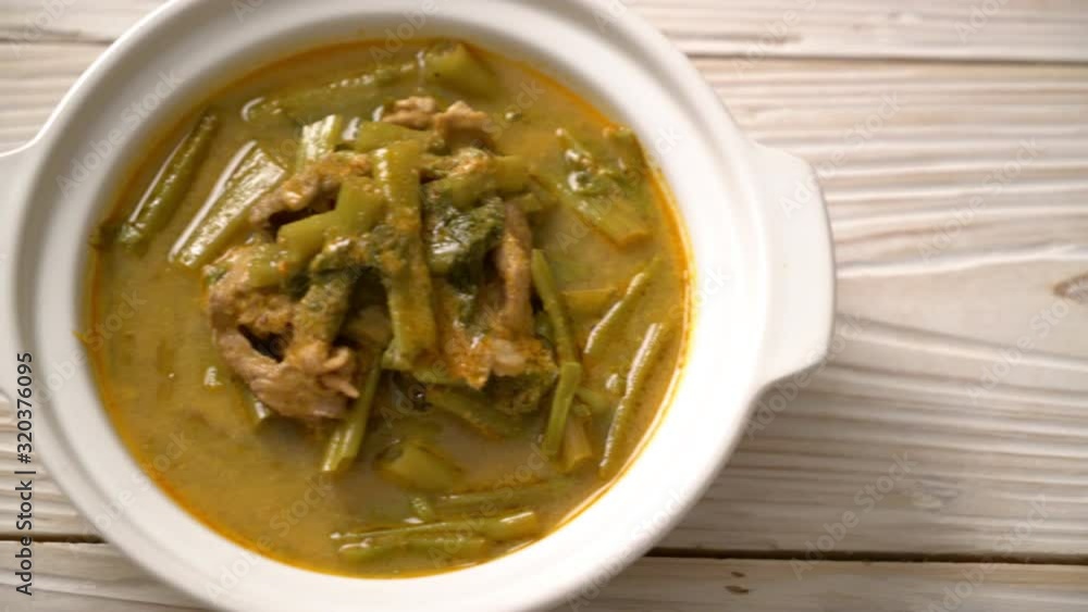 Thai pork curry with morning glory Thai pork curry with morning glory