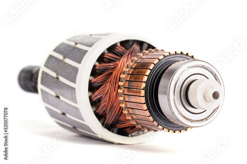 electric motor rotor isolated on white background.