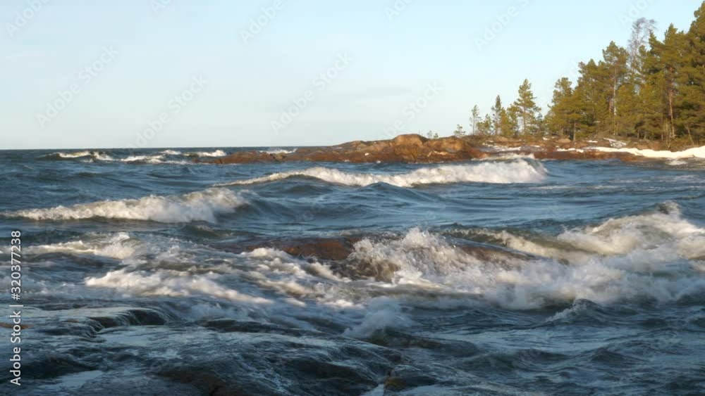 Waves hitting White Sea coast, Russia Waves hitting White Sea coast, Russia