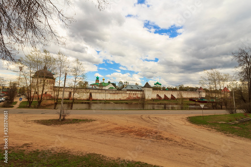 Wall and Entrance to of ancient russian Monastery of Sts Boris and Gleb near Rostov the Great Ancient walls of the Monastery of Saints Boris and Gleb. Borisoglebsky, Yaroslavl Oblast, Russia photo