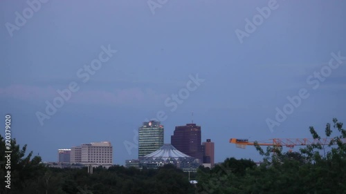 Potsdamer Platz, Berlin. Night | evening Skyline. Wide shot with a lot of sky. photo