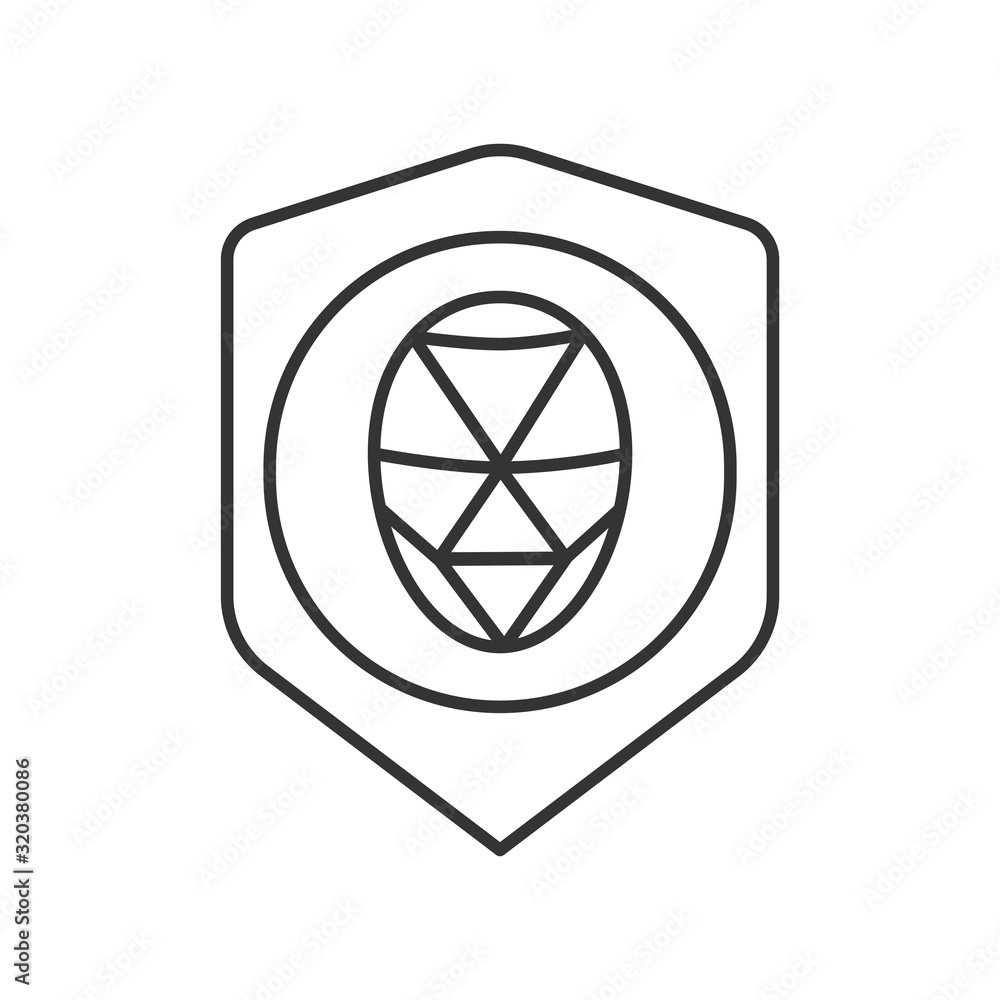 Identification polygonal grid face black line icon. Protection and guard person system concept. Biometric security element. Deep face technology. Sign for web page, mobile app. Editable stroke. Identification polygonal grid face black line icon. Protection and guard person system concept. Biometric security element. Deep face technology. Sign for web page, mobile app. Editable stroke.