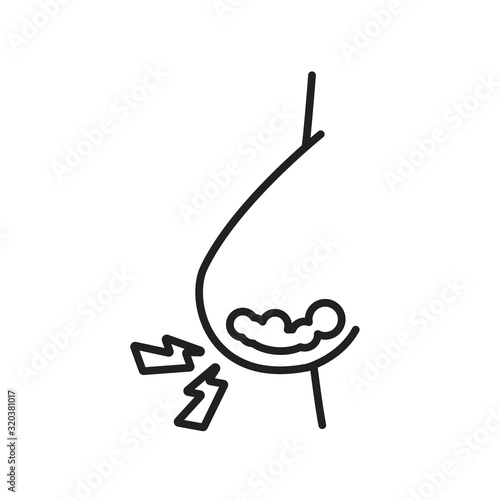 Mastitis line black icon. Breastfeeding disease concept. Health problems in women. Sign for web page, mobile app, button, logo. Vector isolated element. Editable stroke.