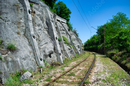 Railroad Next to Supporting Wall