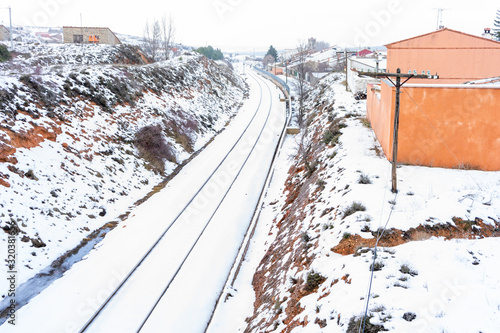 Snowy train tracks