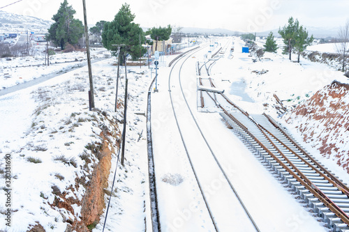 Snowy train tracks © Andres
