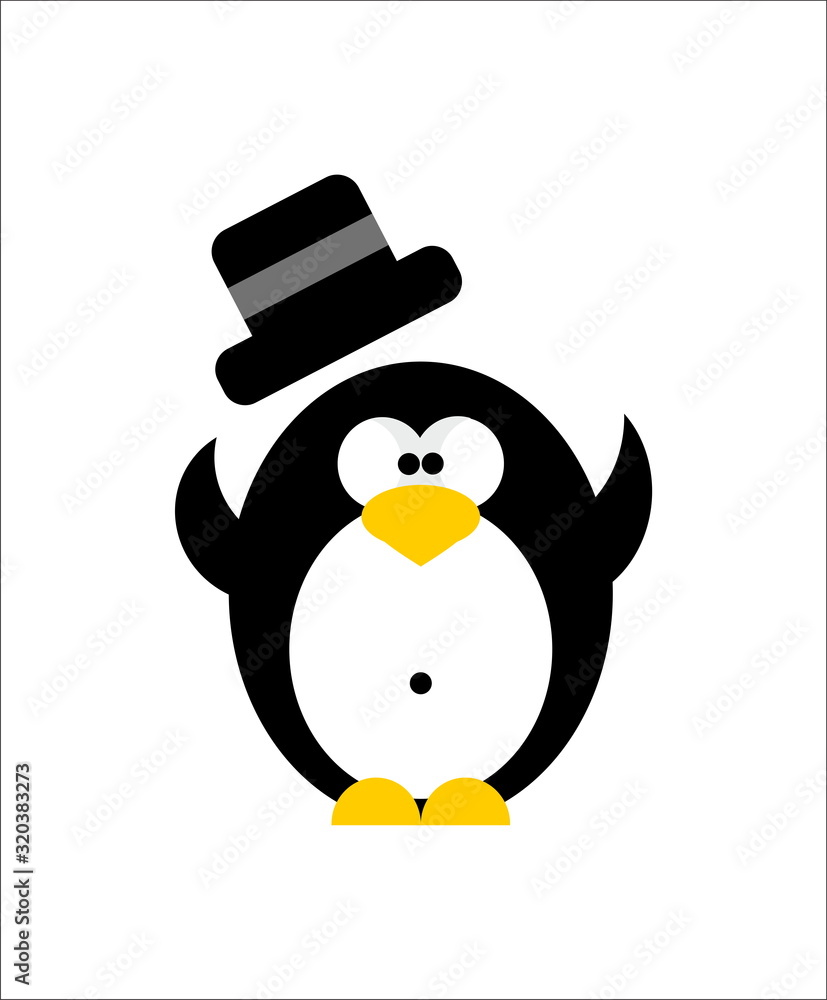Obraz premium Penguin in a black bowler hat, formal dress code