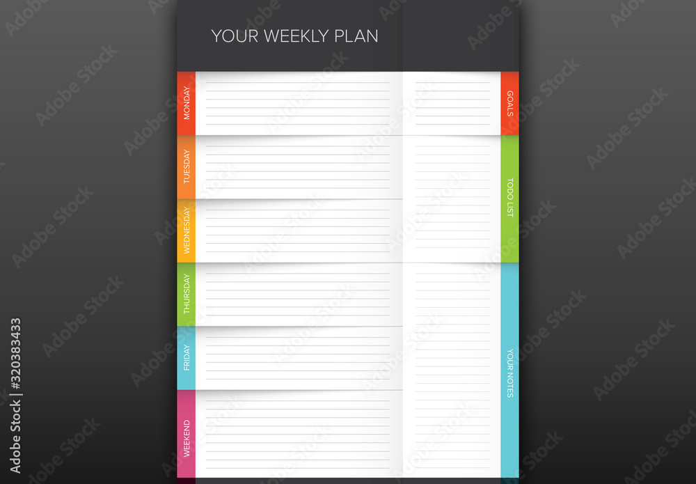 Weekly Planner Layout Stock Template | Adobe Stock