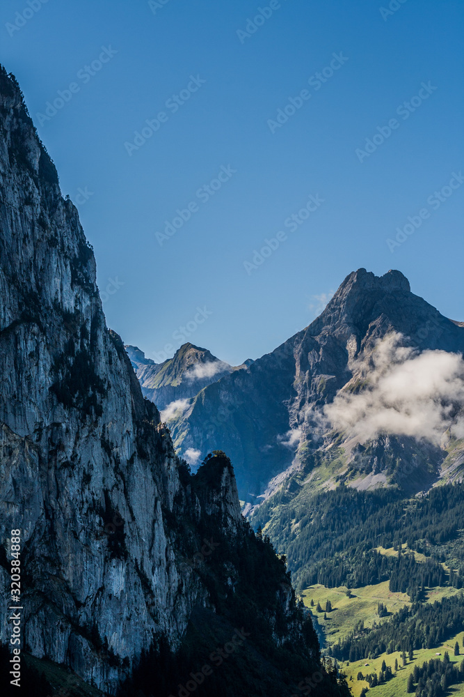 Fototapeta premium Beautiful swiss alps mountains. Hiking