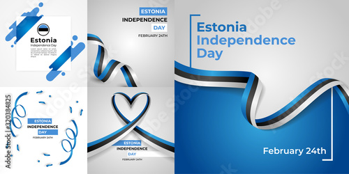 Estonia Independence Day Vector Template Design Illustration Set