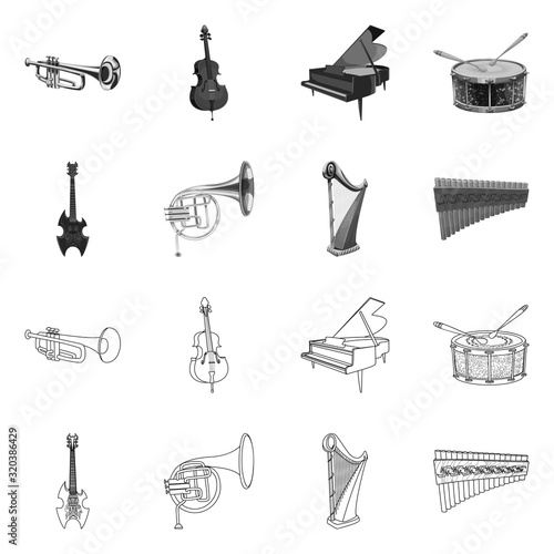 Isolated object of music and tune icon. Collection of music and tool stock symbol for web.