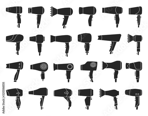 Hair dryer isolated black,simple set icon.Vector illustration salon hairdryer on white background .Vector black,simple set icon hair dryer. photo