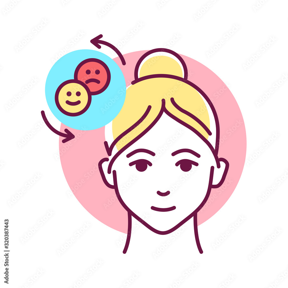 Emotional control color line icon. Ability to respond to the ongoing demands of experience with the range of emotions. Pictogram for web page, mobile app, promo. Editable stroke Emotional control color line icon. Ability to respond to the ongoing demands of experience with the range of emotions. Pictogram for web page, mobile app, promo. Editable stroke