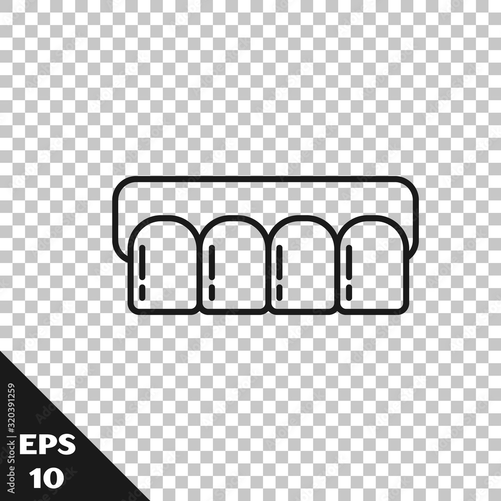 Black line Dentures model icon isolated on transparent background ...
