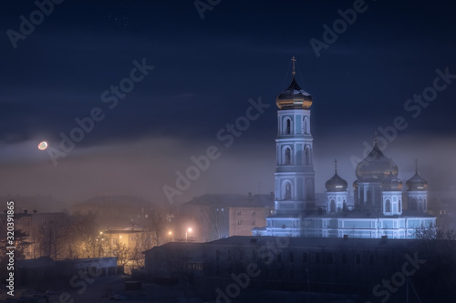 Trinity Cathedral on Christmas Night. Perm Town.