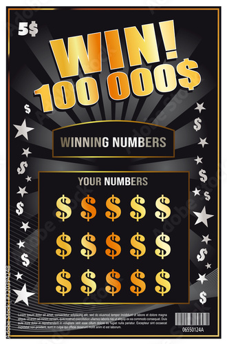 instant lottery ticket scratch off vector