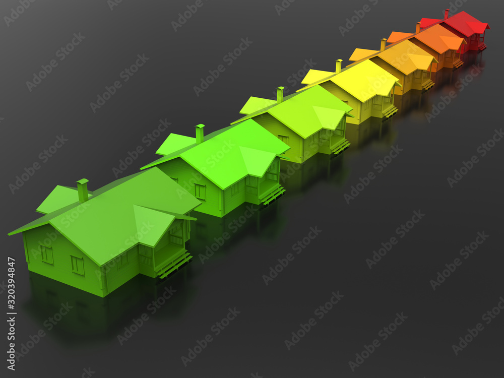 Fototapeta premium 3D rendering - house energy efficiency concept