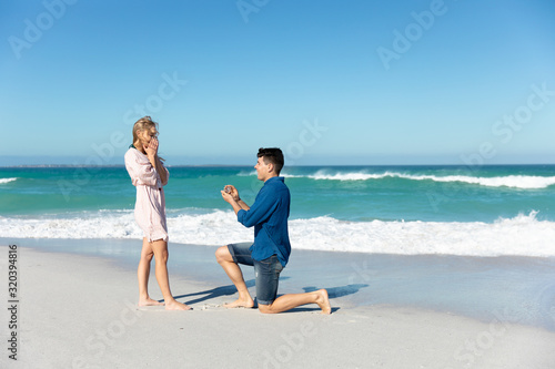 Marriage proposal at the beach