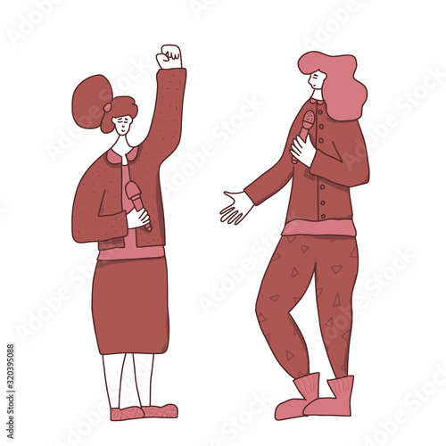 Cute woman speakers group Orators vector character