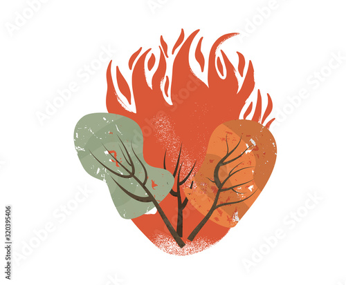 Forest fire concept. Wildfire sign. Vector design.