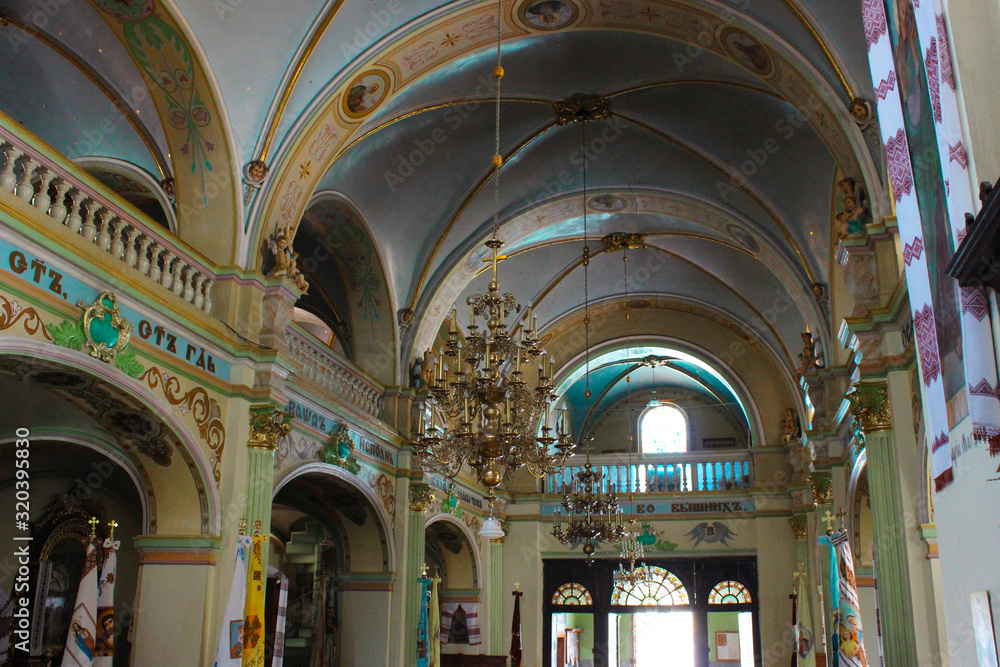 Berezhany, Ukraine - August 24, 2013: Interiors and icons of the Church of the Holy Trinity. The church was built in 1768.