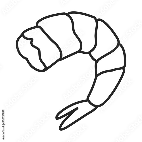Shrimp vector icon.Outline,line vector icon isolated on white background shrimp .