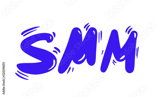 SMM text. Hand drawn social media marketing phrase