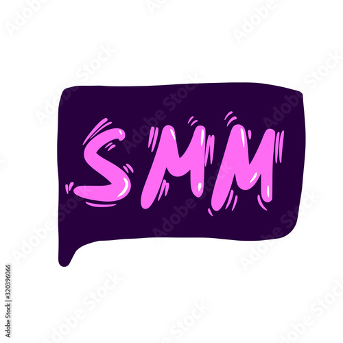 SMM text. Hand drawn social media marketing phrase