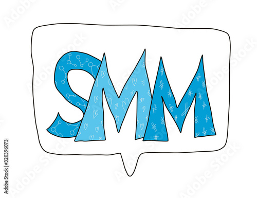 SMM text. Hand drawn social media marketing phrase