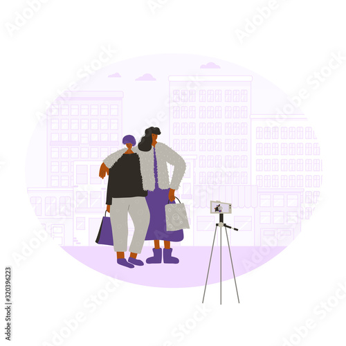 Flea market. Local sale. Vector color illustration