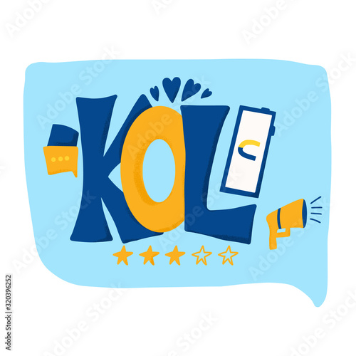 Kol text. Key opinion leader quote. Vector word.