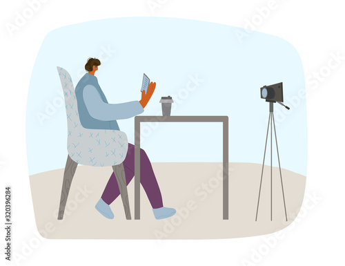 People sitting in the chair. Vector person.