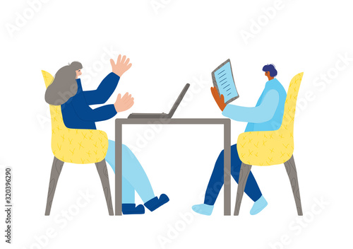 People sitting in the chair. Vector person.