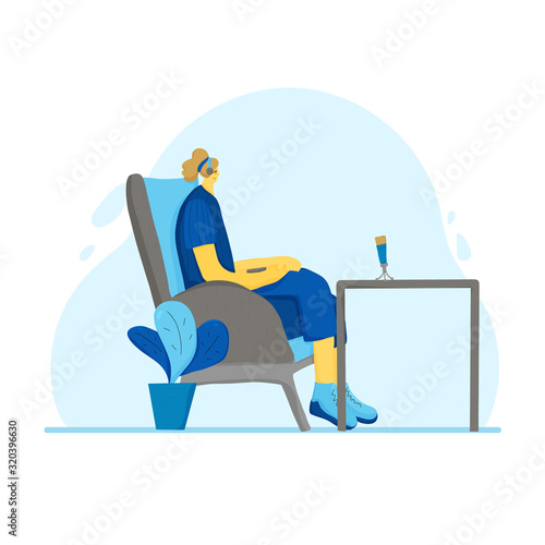 People sitting in the chair. Vector person.
